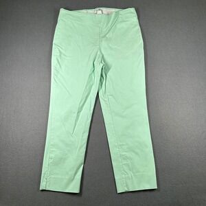 WHBM Cropped Pants Womens 10 Mint Green Elastic Waist Pull‎ On Business Casual